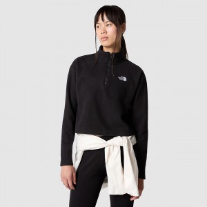 The North Face 100 Glacier Cropped 1/4 Zip Fleece μαυρα | DIRBFO-382