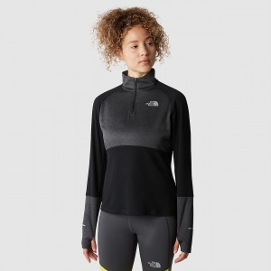 The North Face 1/4 Zip Run Fleece μαυρα γκρι | BWAHEZ-950