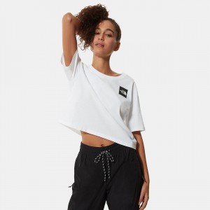 The North Face Cropped Fine T-Shirt ασπρα | HZPUDW-923