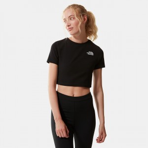The North Face Cropped T-Shirt μαυρα | IYNCPK-435
