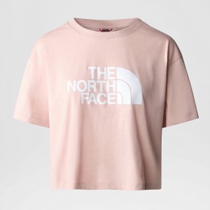The North Face Easy Cropped T-Shirt ροζ | QKNMHR-387