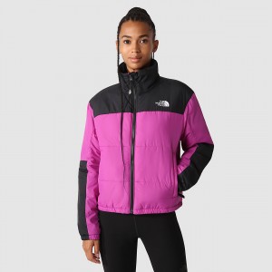 The North Face Gosei Puffer Jacket μωβ με λουλουδια μαυρα | MYRHBF-792