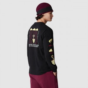 The North Face Long-Sleeve Brand Proud T-Shirt μαυρα | VOLCFE-675