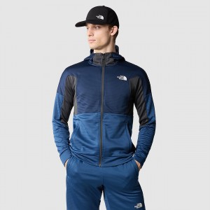 The North Face Mountain Athletics Full-Zip Fleece Hoodie μπλε σκουρο μπλε γκρι | DXUIVM-620