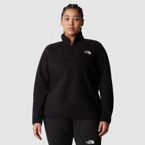 The North Face Plus Size 100 Glacier 1/4 Zip Fleece μαυρα | KYLSBC-789