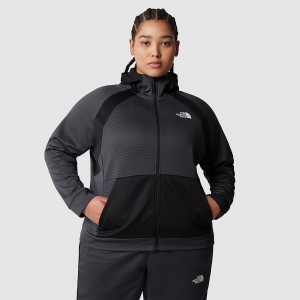 The North Face Plus Size Mountain Athletics Full-Zip Fleece Hoodie γκρι μαυρα | SDZCLV-963