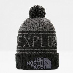 The North Face Retro TNF Pom Beanie γκρι μαυρα | QNYKOD-275
