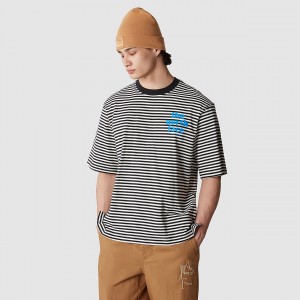 The North Face TNF Easy T-Shirt μαυρα ασπρα ριγε | JPAIXZ-769