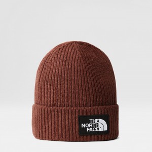 The North Face TNF Logo Box Cuffed Beanie σκούρο | IOJQUB-631
