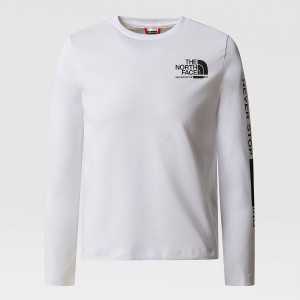 The North Face σταμπεσ Long-Sleeve T-Shirt ασπρα | LBNFEH-453