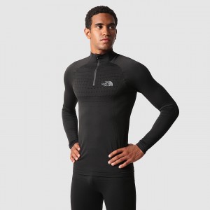 The North Face Αθλητικά Long-Sleeve Zip Top μαυρα γκρι | NMGIAQ-915
